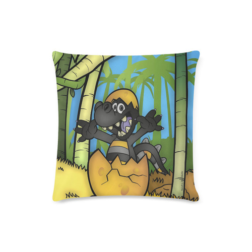 Baby Dino Custom Zippered Pillow Case 16"x16"(Twin Sides)