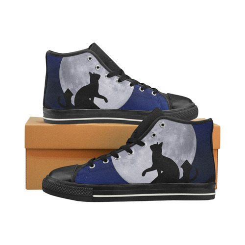 Moon Cat High Top Canvas Shoes for Kid (Model 017)
