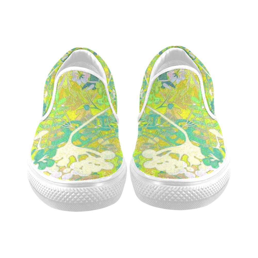 wacky retro floral abstract 1 Men's Slip-on Canvas Shoes (Model 019)