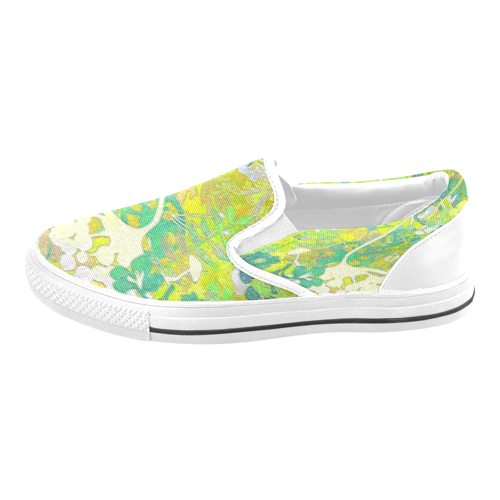 wacky retro floral abstract 1 Men's Slip-on Canvas Shoes (Model 019)
