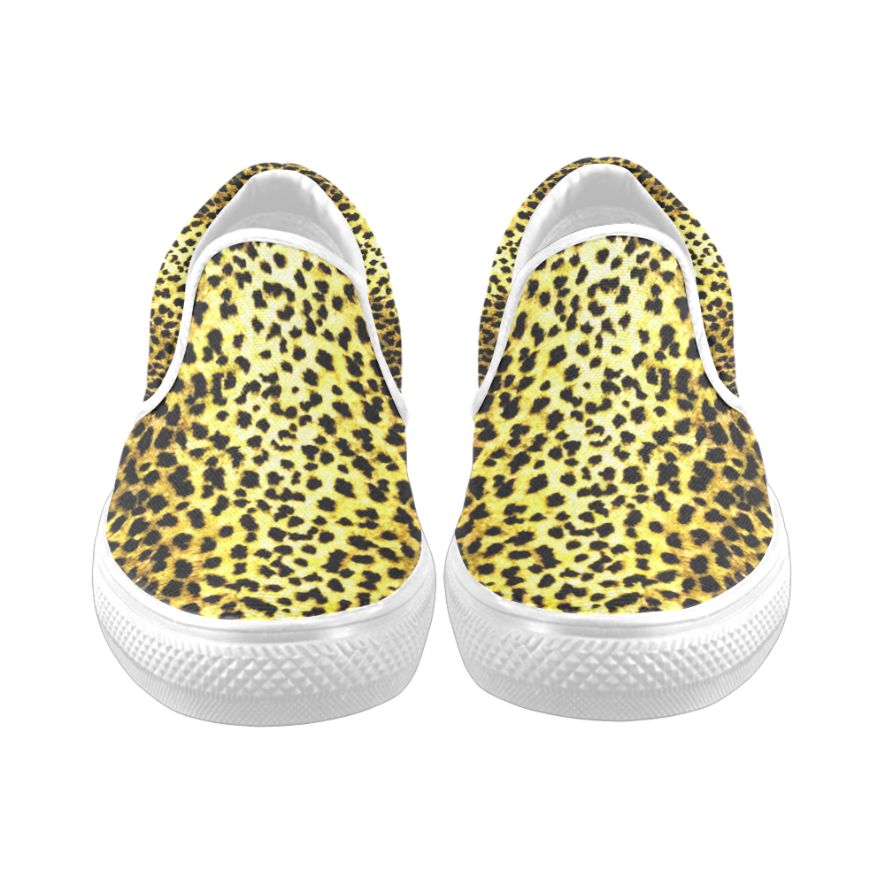 LEOPARD Wallpaper print with white accents Men's Slip-on Canvas Shoes (Model 019)