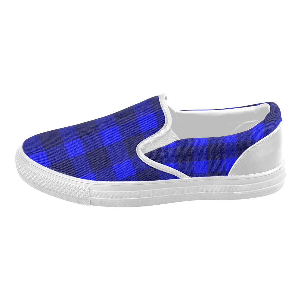 Plaid Blue Women's Slip-on Canvas Shoes (Model 019)