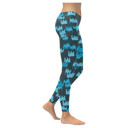 camelflage blue Women's Low Rise Leggings (Invisible Stitch) (Model L05)