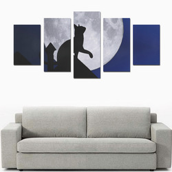 Moon Cat Canvas Print Sets D (No Frame)