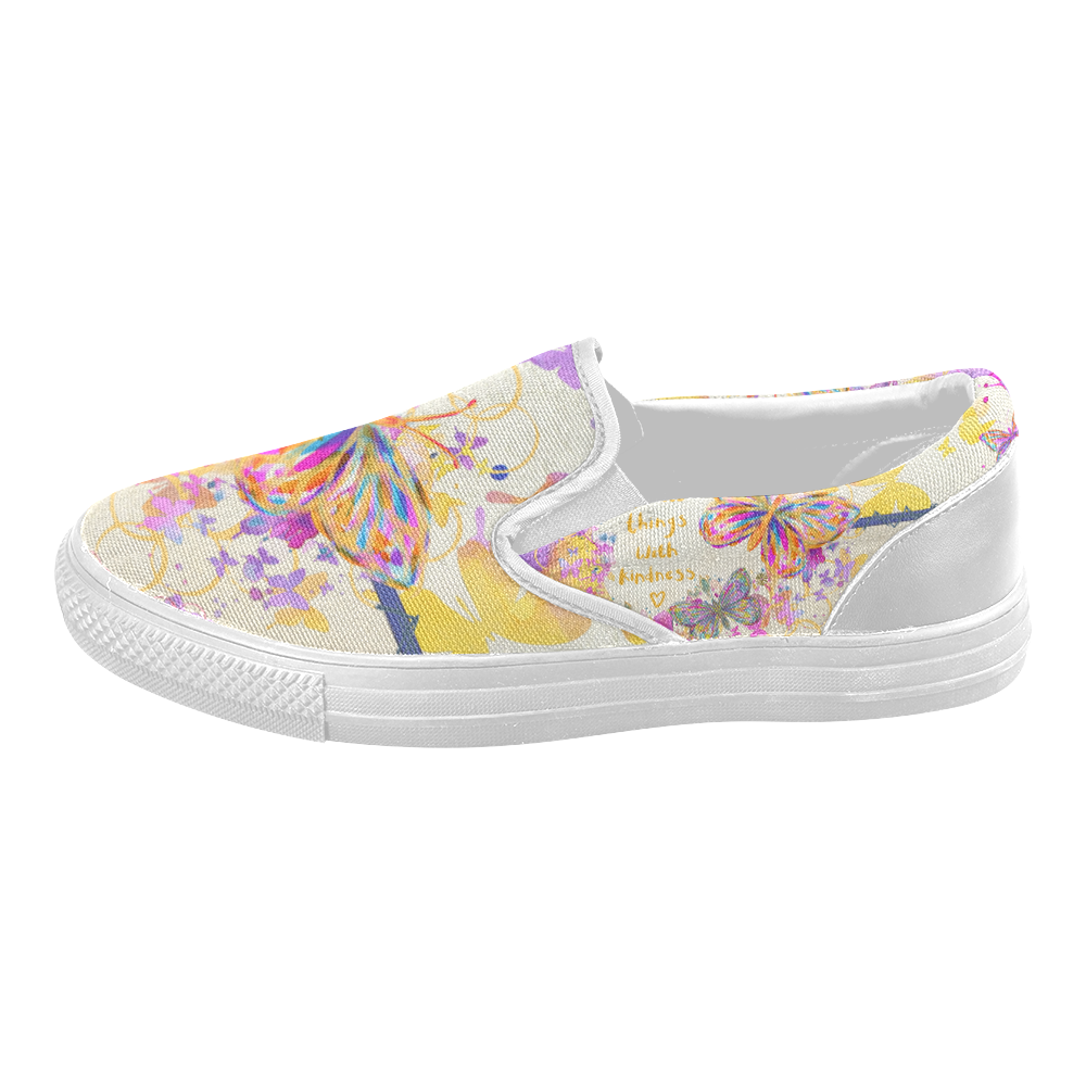 Coffee Butterfly Women's Slip-on Canvas Shoes (Model 019)