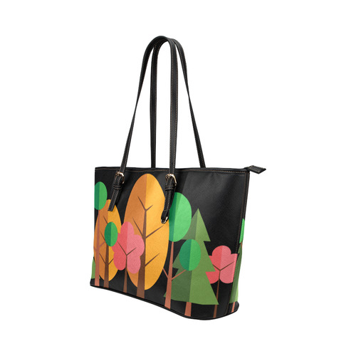 Autumn Trees Nature Forest Leather Tote Bag/Large (Model 1651)