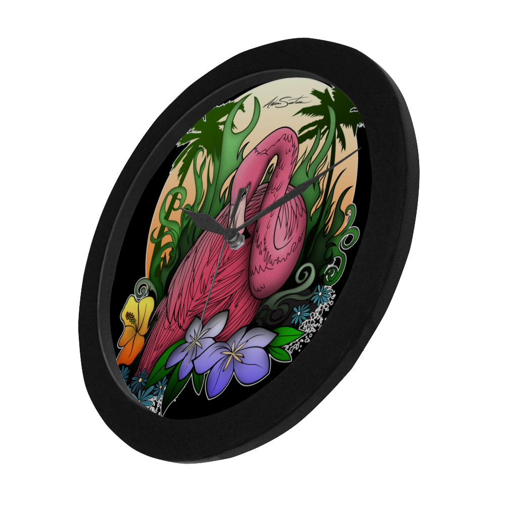 Flamingo Circular Plastic Wall clock