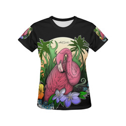 Flamingo All Over Print T-Shirt for Women (USA Size) (Model T40)