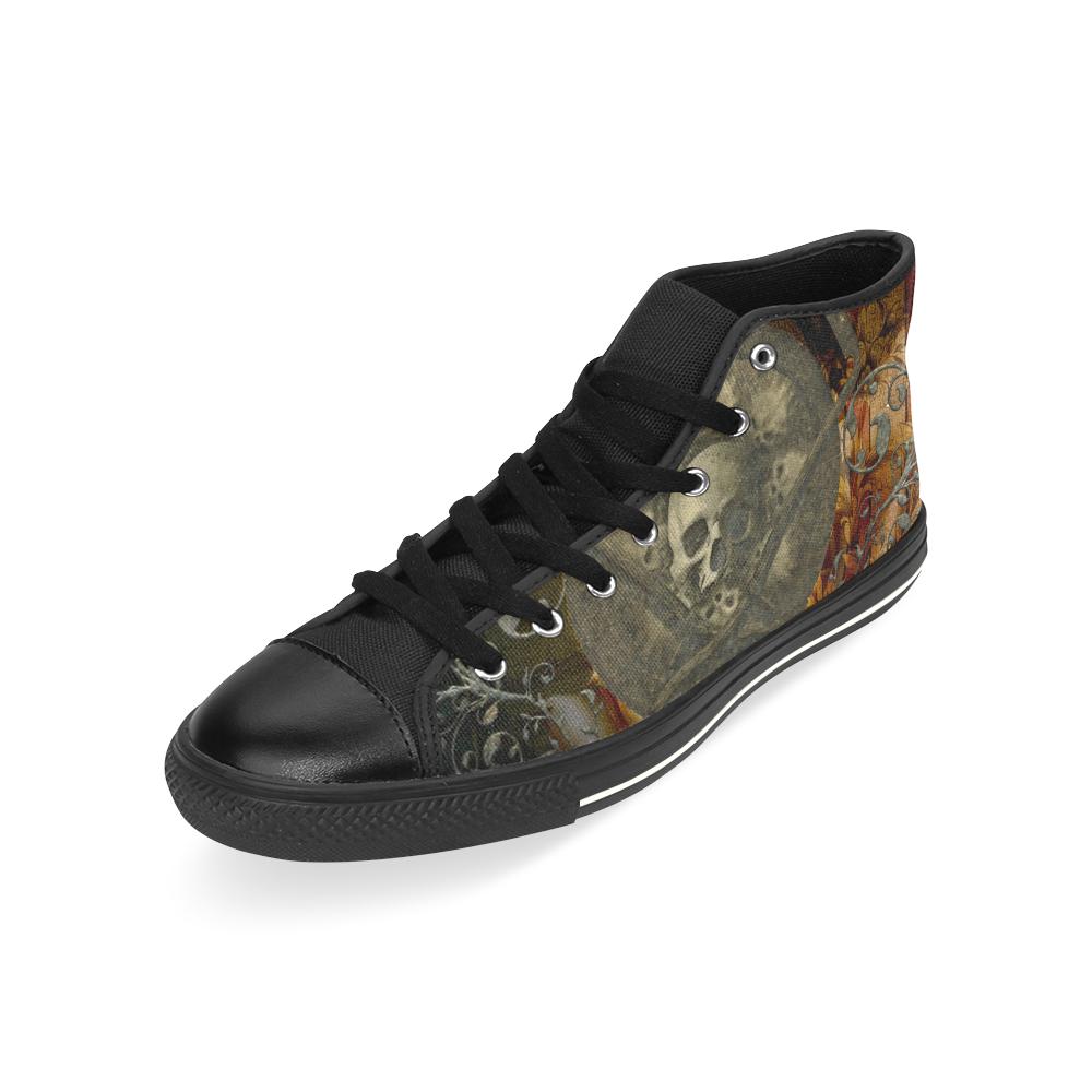 Awesome creepy skulls High Top Canvas Women's Shoes/Large Size (Model 017)