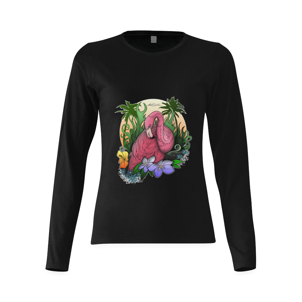 Flamingo Sunny Women's T-shirt (long-sleeve) (Model T07)