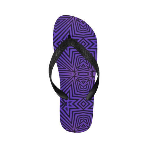 Purple-Black Tribal Pattern Flip Flops for Men/Women (Model 040)