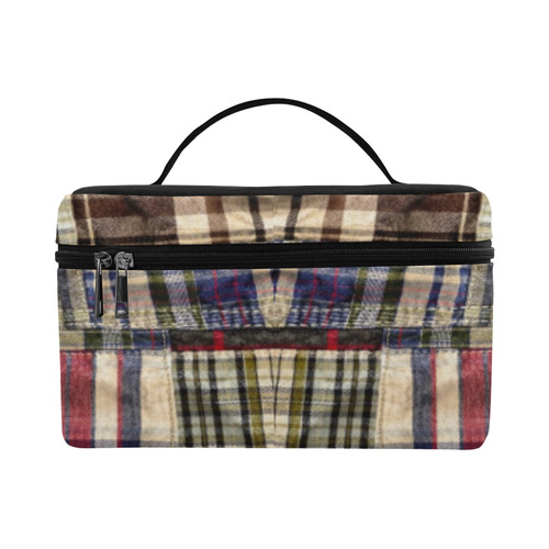 patchwork plaid / tartan Cosmetic Bag/Large (Model 1658)