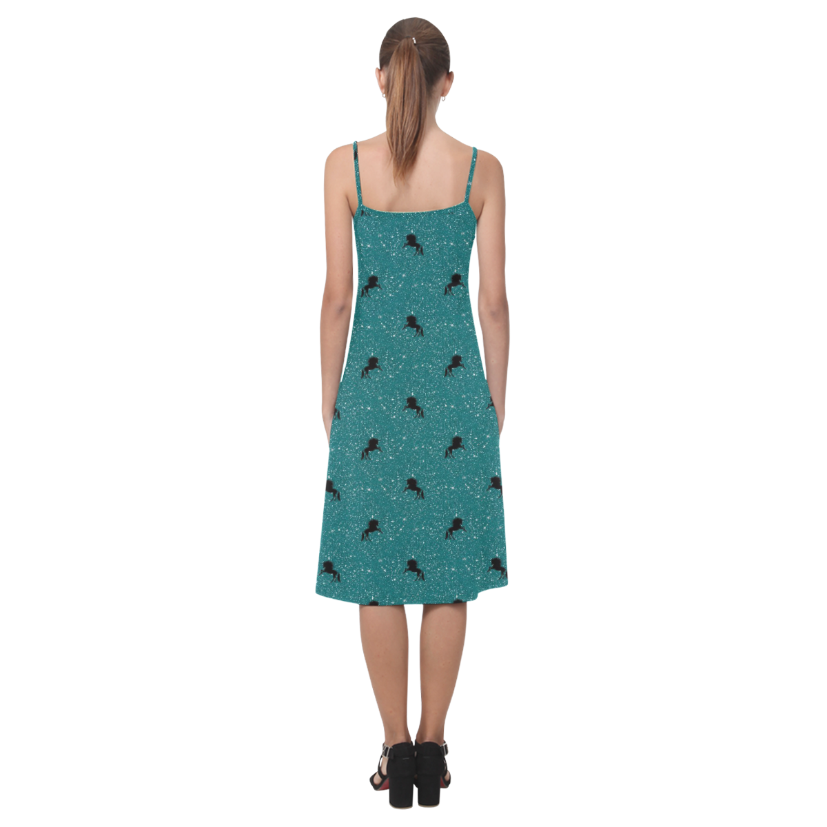 unicorn pattern aqua by JamColors Alcestis Slip Dress (Model D05)