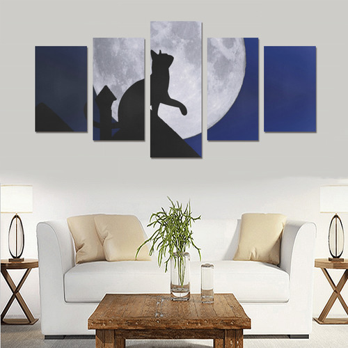Moon Cat Canvas Print Sets C (No Frame)