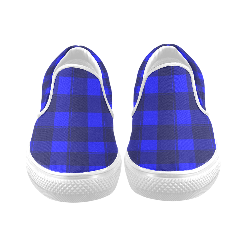 Plaid Blue Women's Slip-on Canvas Shoes (Model 019)