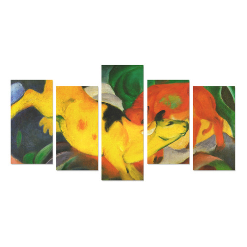 Red Yellow Green Cows by Franz Marc Canvas Print Sets E (No Frame)