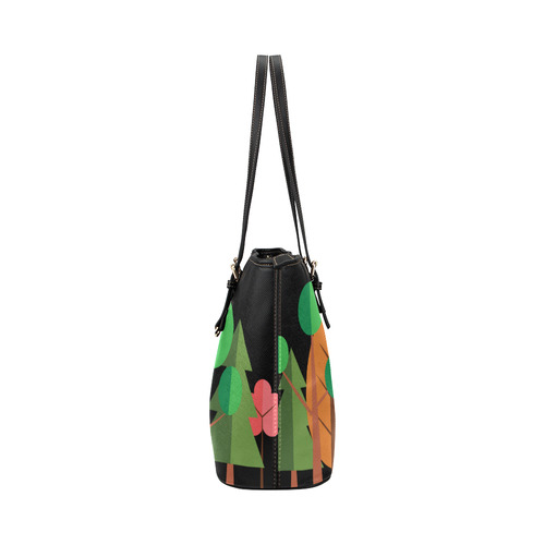 Autumn Trees Nature Forest Leather Tote Bag/Large (Model 1651)