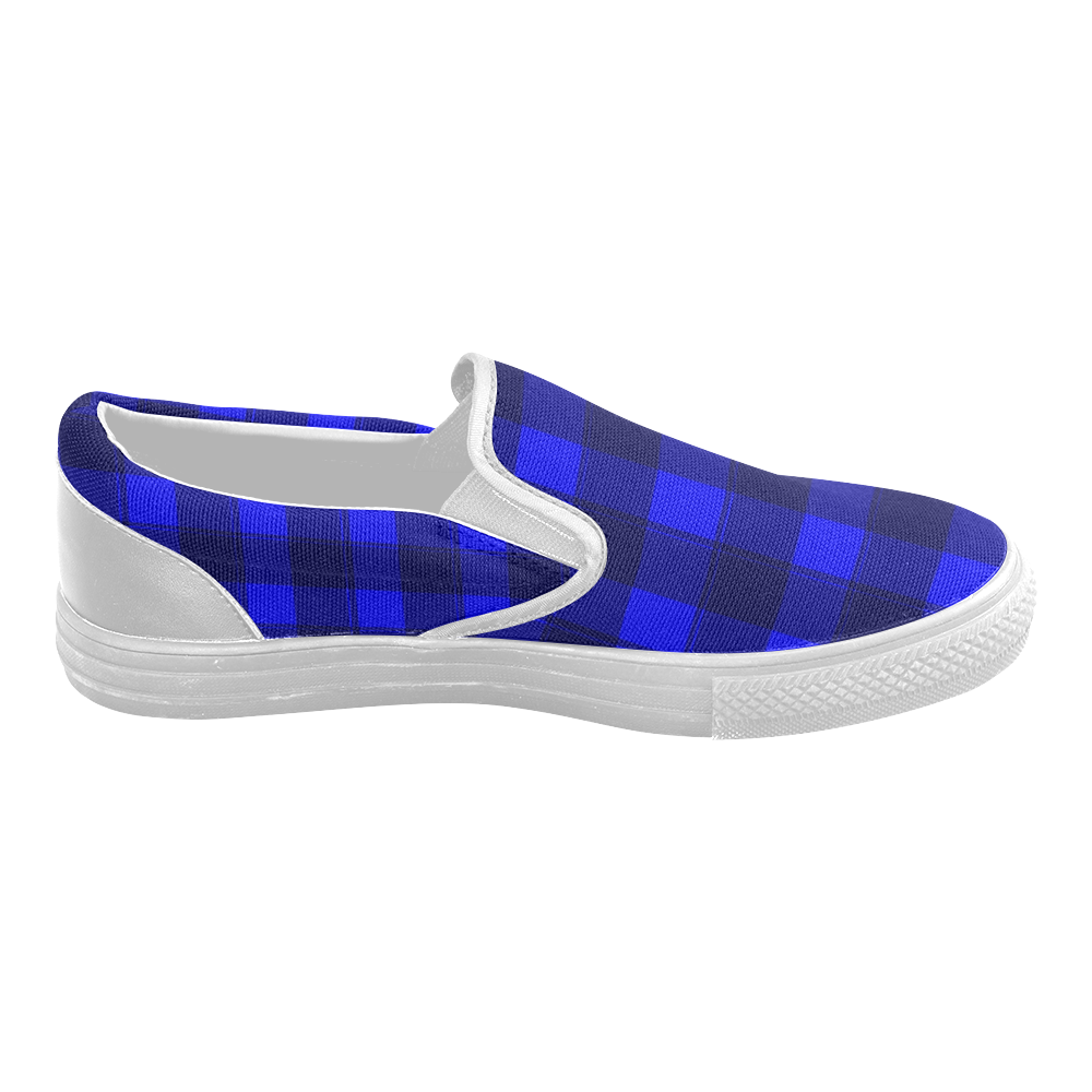 Plaid Blue Women's Slip-on Canvas Shoes (Model 019)