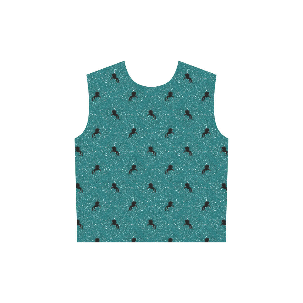 unicorn pattern aqua by JamColors All Over Print Sleeveless Hoodie for Women (Model H15)