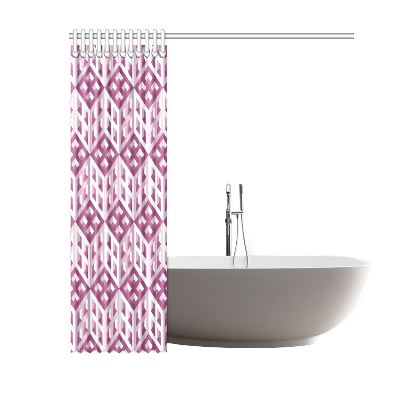 3D Pattern Lilac Pink White Fractal Art Shower Curtain 60"x72"