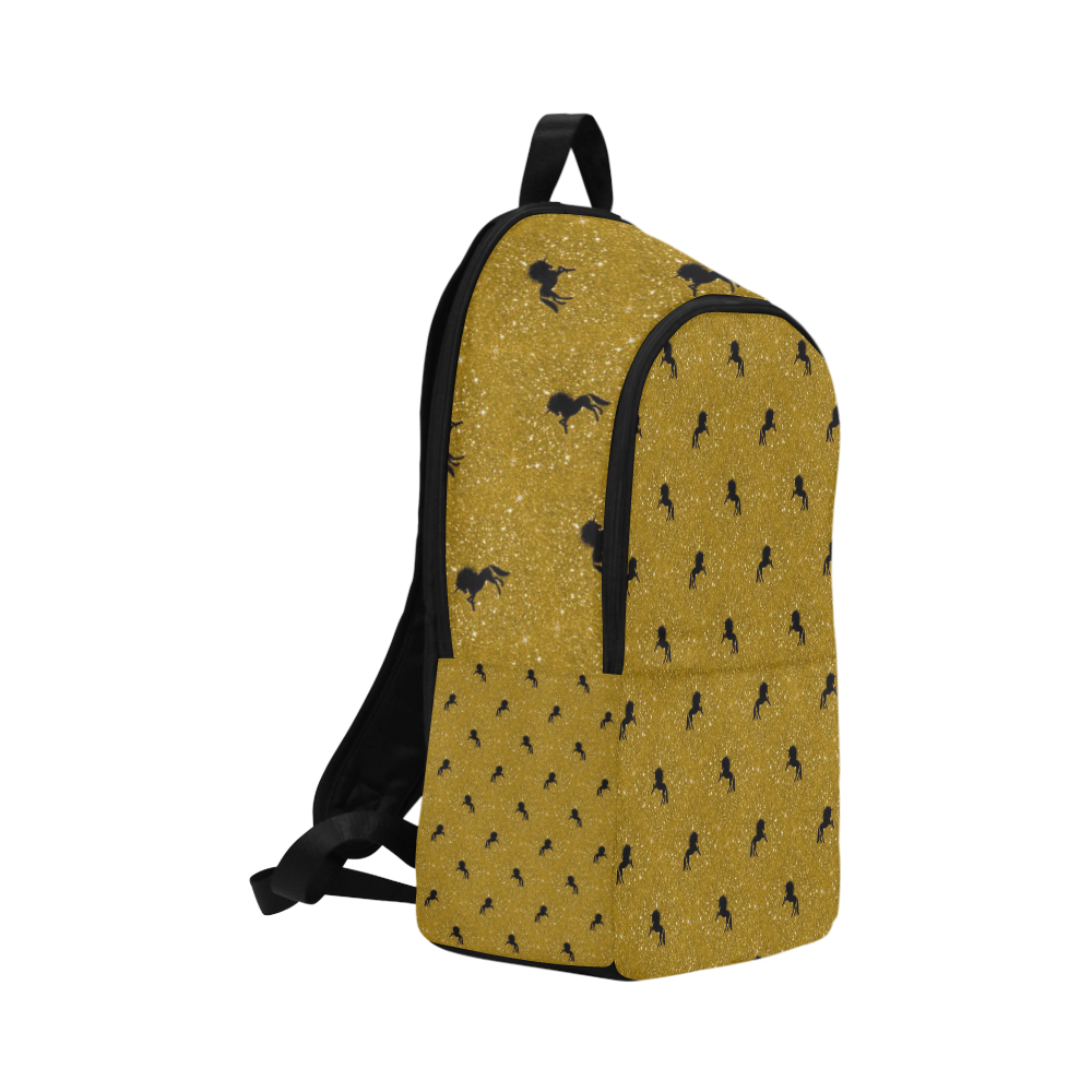 unicorn pattern golden by JamColors Fabric Backpack for Adult (Model 1659)