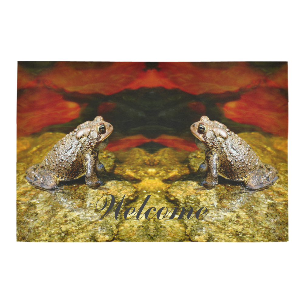 Gold frogs with red doormat Azalea Doormat 24" x 16" (Sponge Material)