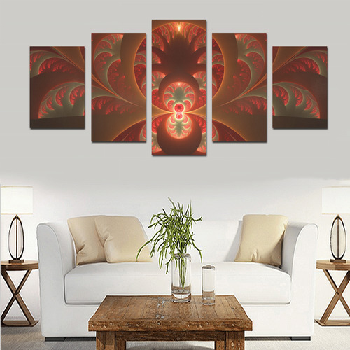 Magical Luminous Red Orange Fractal Art Canvas Print Sets D (No Frame)