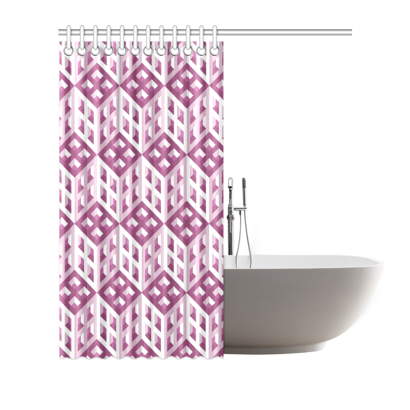 3D Pattern Lilac Pink White Fractal Art Shower Curtain 66"x72"