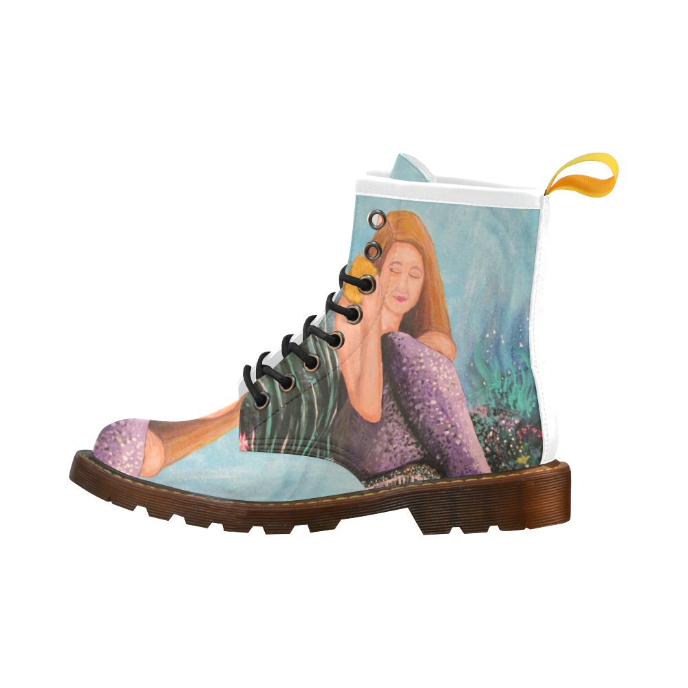 Mermaid Under The Sea High Grade PU Leather Martin Boots For Women Model 402H