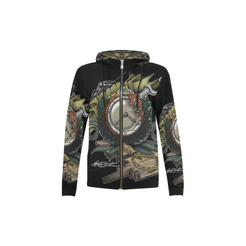 End Of Time All Over Print Full Zip Hoodie for Kid (Model H14)