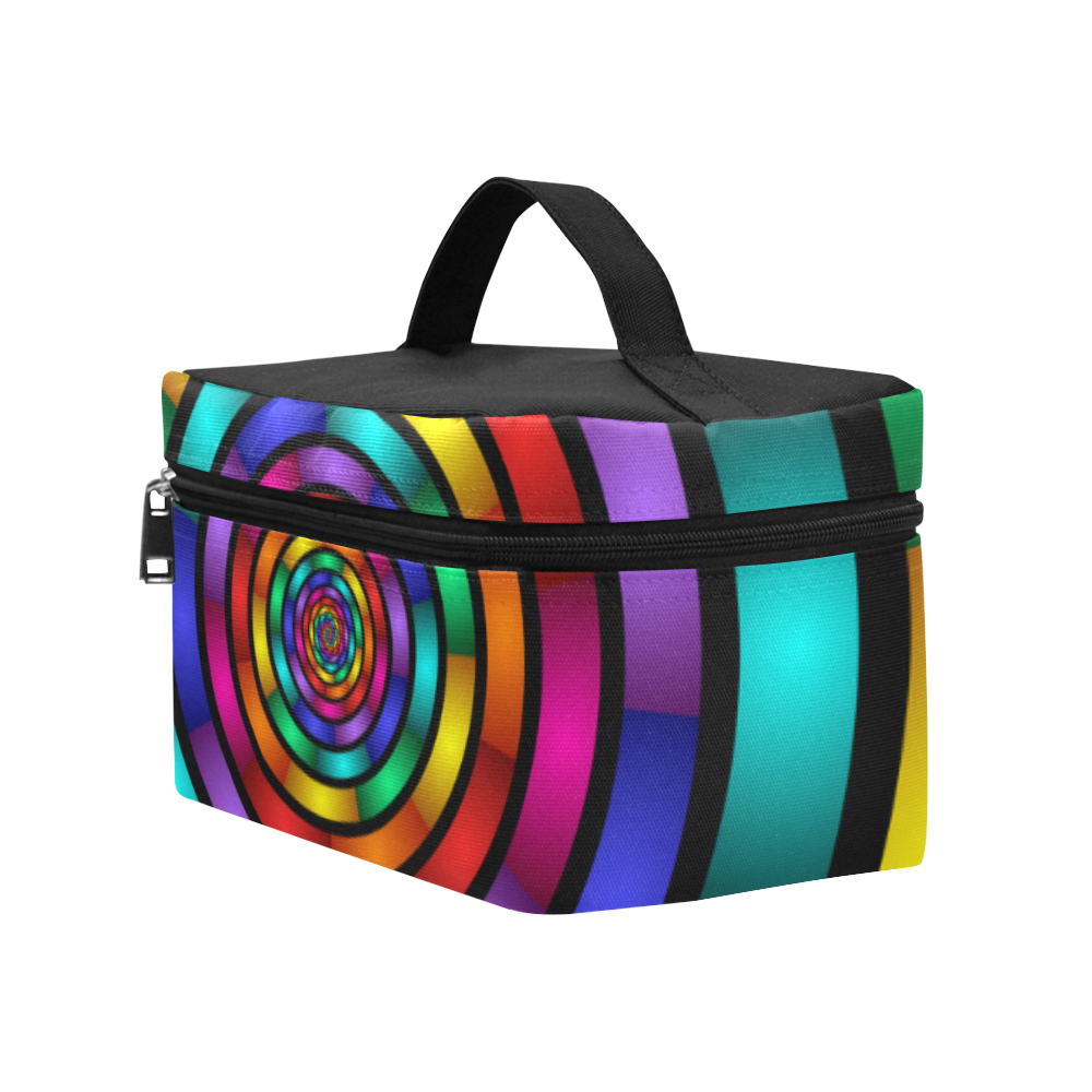 Round Psychedelic Colorful Modern Fractal Graphic Cosmetic Bag/Large (Model 1658)