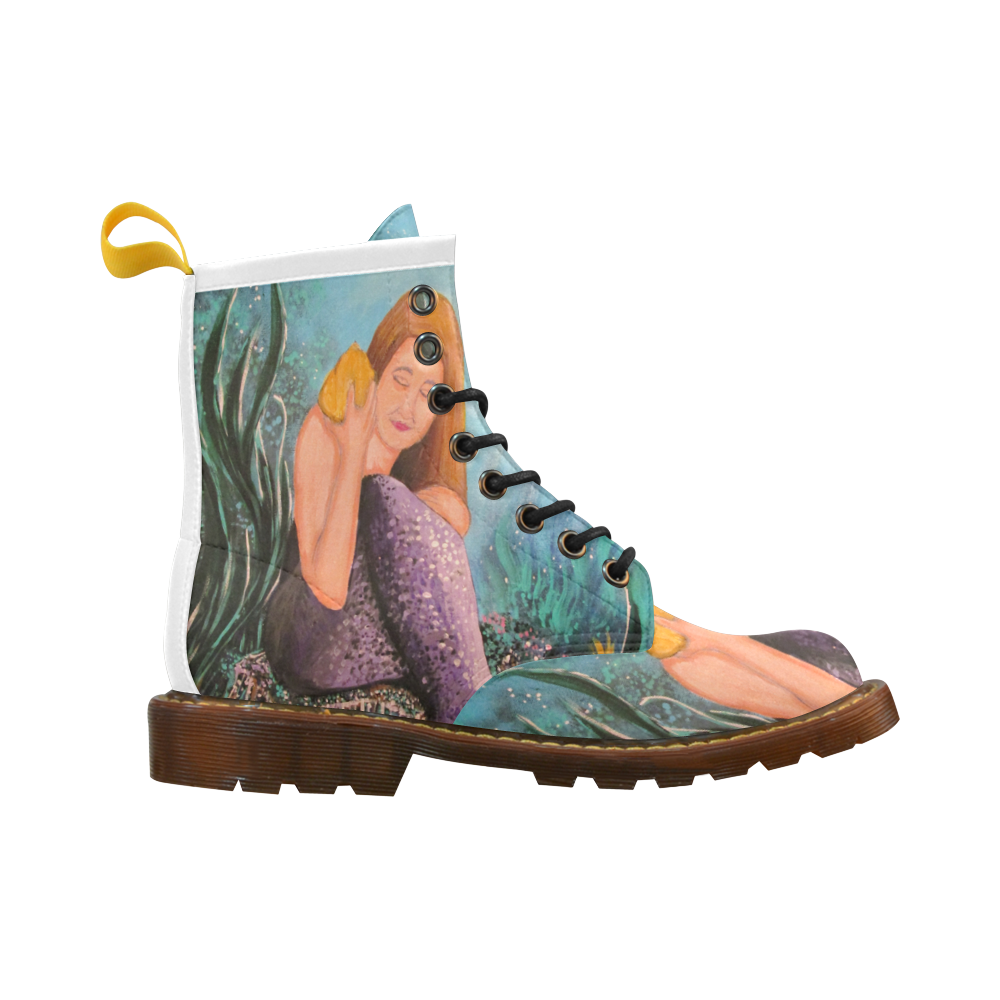 Mermaid Under The Sea High Grade PU Leather Martin Boots For Women Model 402H