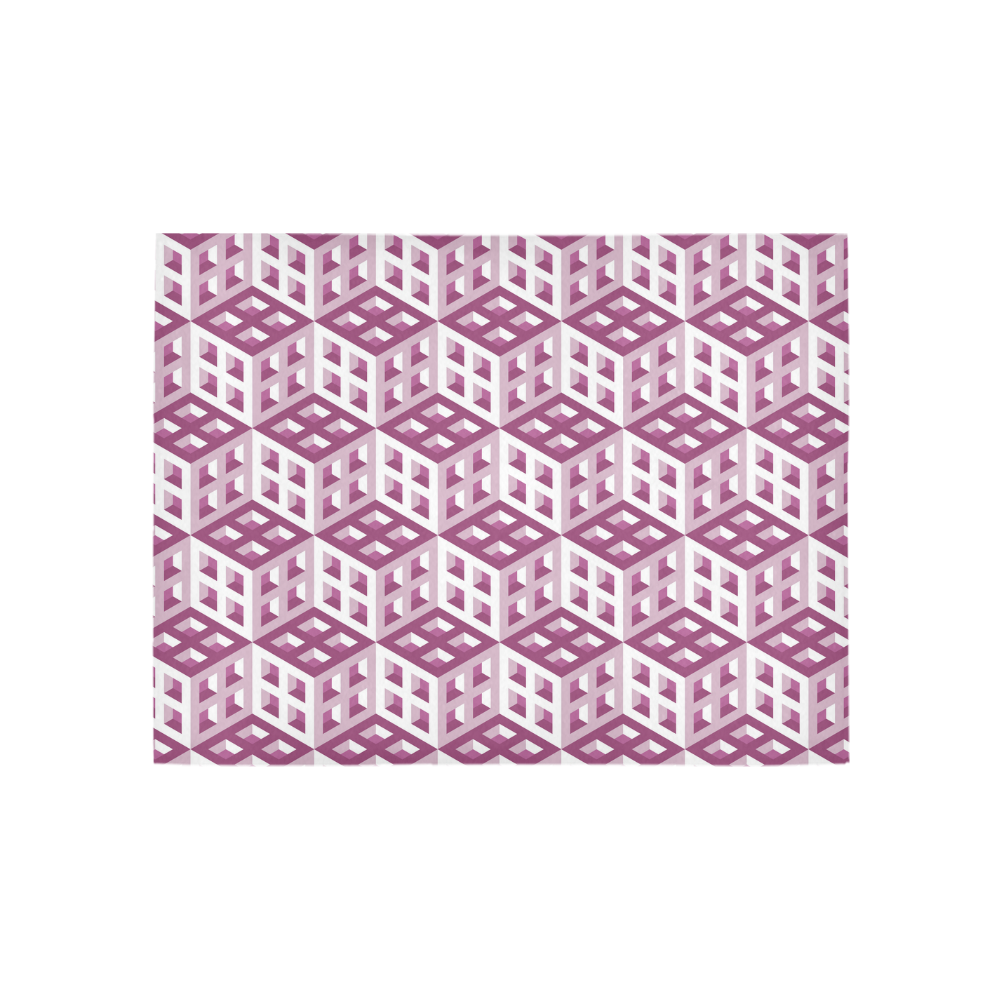 3D Pattern Lilac Pink White Fractal Art 2 Area Rug 5'3''x4'