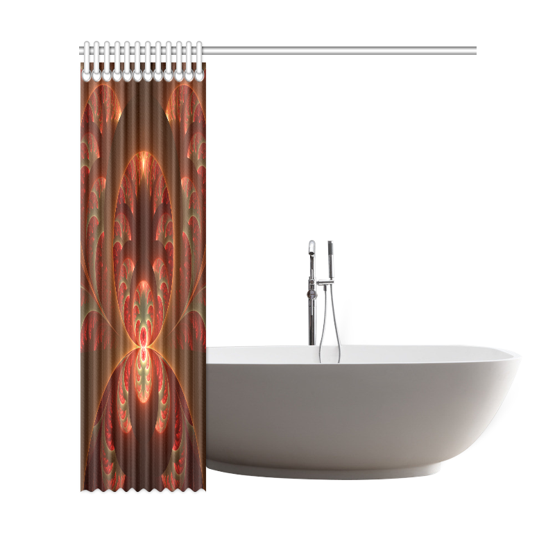 Magical Luminous Red Orange Fractal Art Shower Curtain 69"x72"