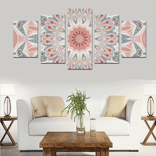 Modern Kaleidoscope Mandala Fractal Art Graphic Canvas Print Sets D (No Frame)