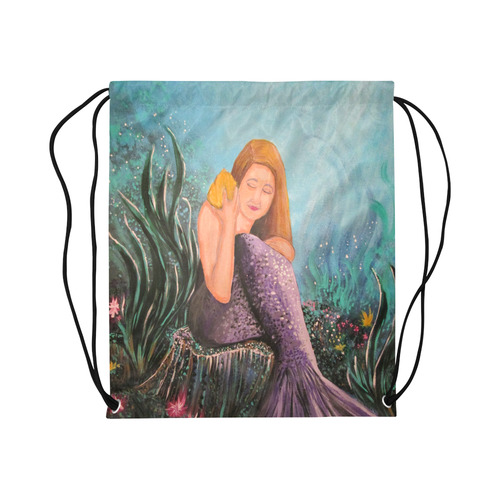 Mermaid Under The Sea Large Drawstring Bag Model 1604 (Twin Sides)  16.5"(W) * 19.3"(H)