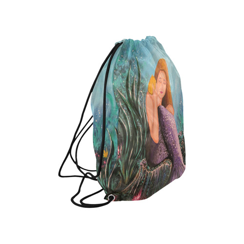Mermaid Under The Sea Large Drawstring Bag Model 1604 (Twin Sides)  16.5"(W) * 19.3"(H)