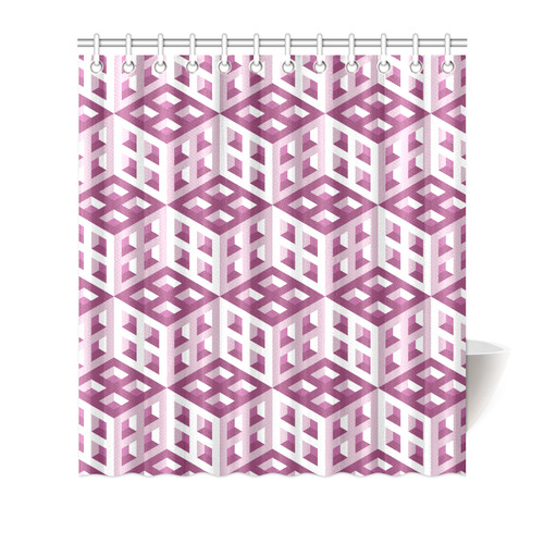 3D Pattern Lilac Pink White Fractal Art Shower Curtain 66"x72"
