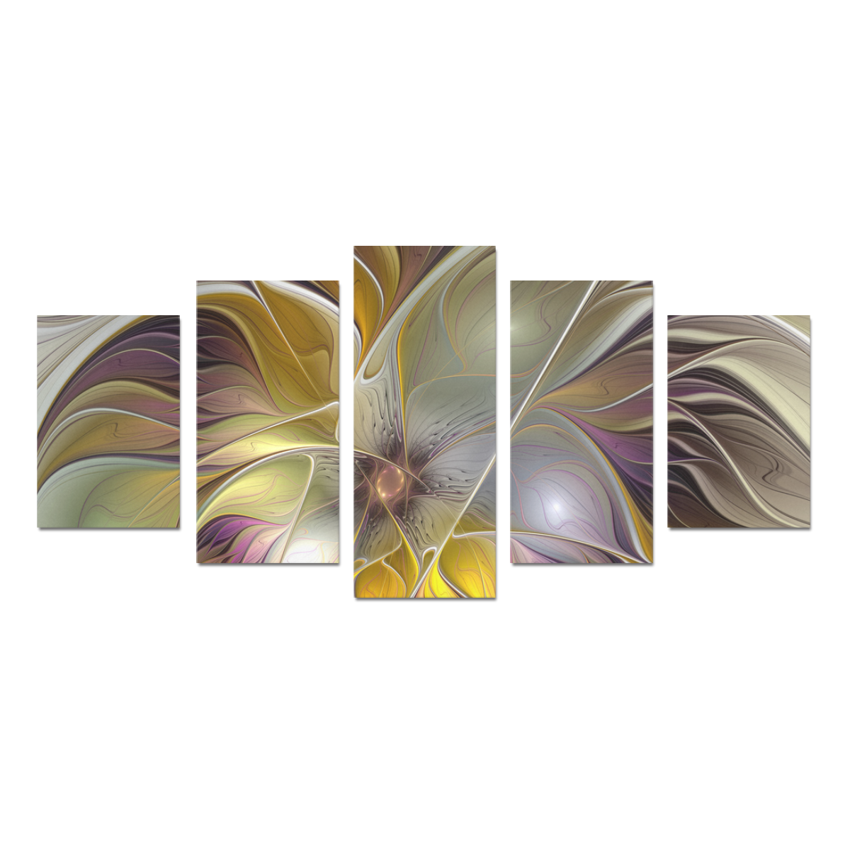 Abstract Colorful Fantasy Flower Modern Fractal Canvas Print Sets D (No Frame)