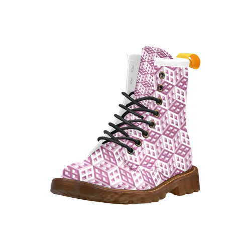 3D Pattern Lilac Pink White Fractal Art 2 High Grade PU Leather Martin Boots For Women Model 402H