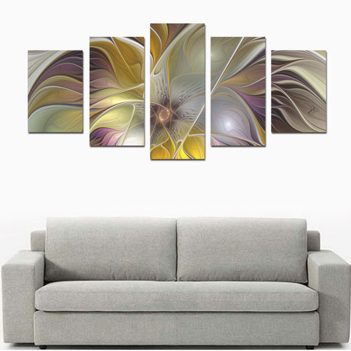 Abstract Colorful Fantasy Flower Modern Fractal Canvas Print Sets D (No Frame)