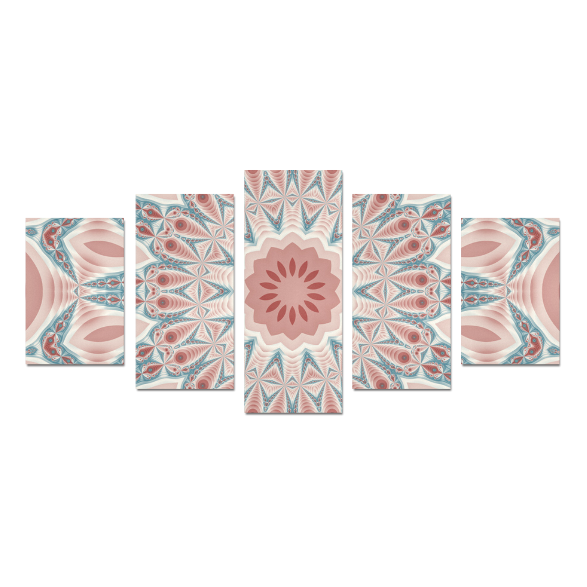 Modern Kaleidoscope Mandala Fractal Art Graphic Canvas Print Sets D (No Frame)