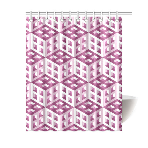 3D Pattern Lilac Pink White Fractal Art Shower Curtain 60"x72"