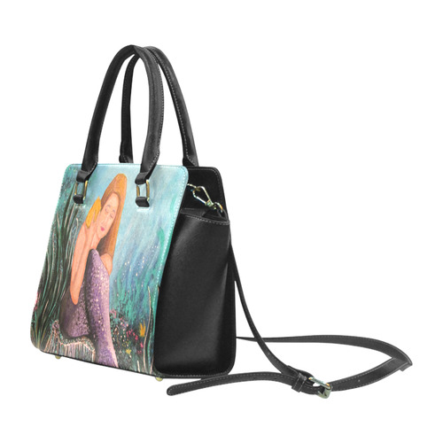 Mermaid Under The Sea Rivet Shoulder Handbag (Model 1645)
