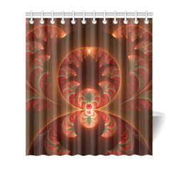 Magical Luminous Red Orange Fractal Art Shower Curtain 66"x72"