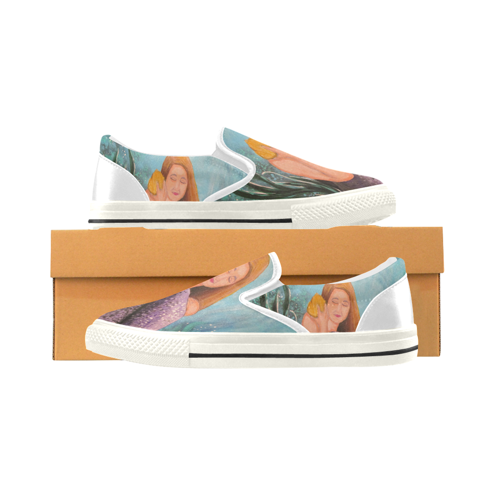 Mermaid Under The Sea Slip-on Canvas Shoes for Kid (Model 019)