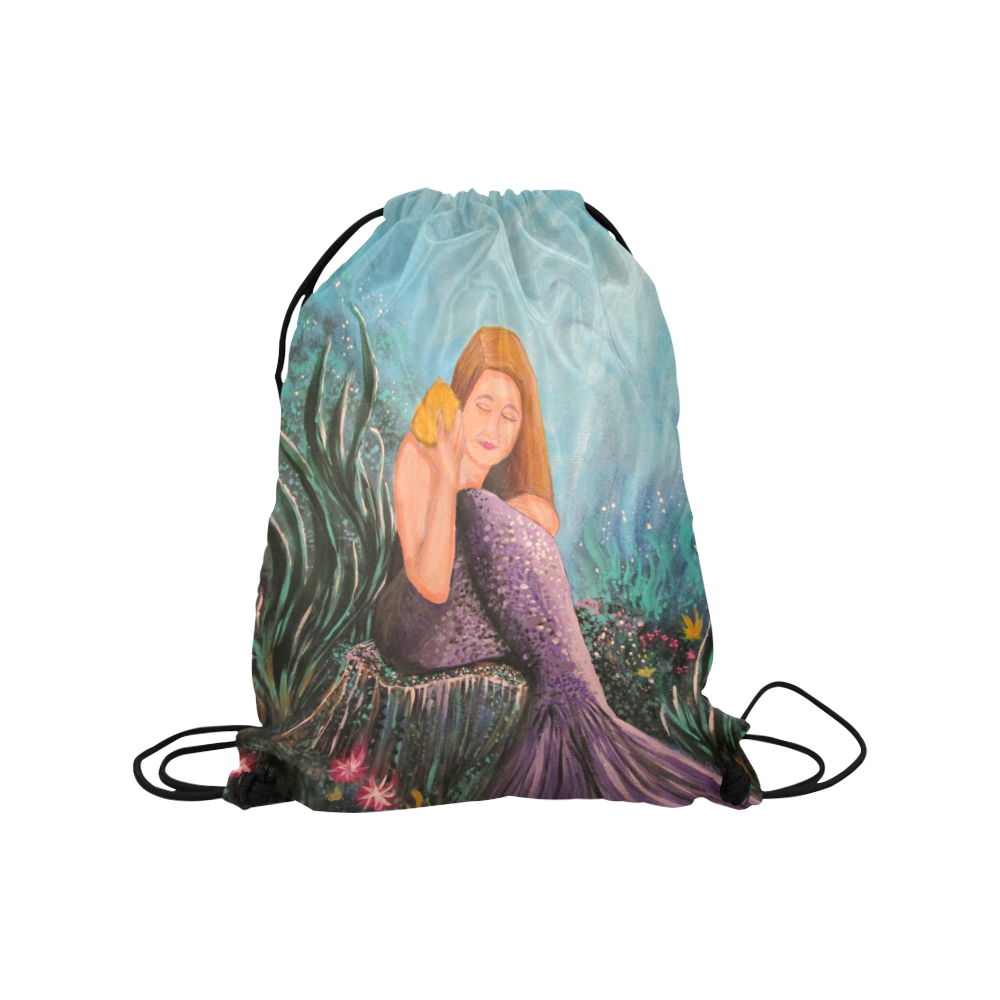 Mermaid Under The Sea Medium Drawstring Bag Model 1604 (Twin Sides) 13.8"(W) * 18.1"(H)