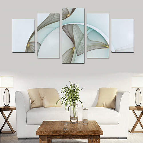 Abstract Modern Turquoise Brown Gold Elegance Canvas Print Sets D (No Frame)