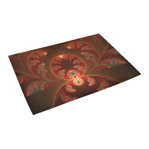 Magical Luminous Red Orange Fractal Art Azalea Doormat 24" x 16" (Sponge Material)