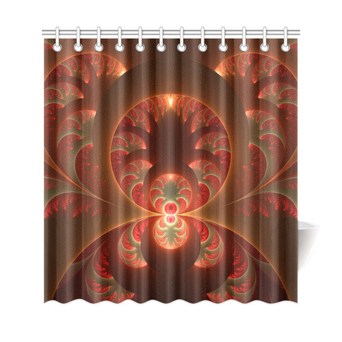 Magical Luminous Red Orange Fractal Art Shower Curtain 69"x72"